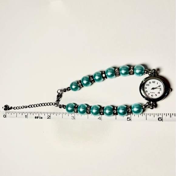 Pearl Beaded Swarovski Crystal Bracelet Watch - Picture 3 of 3